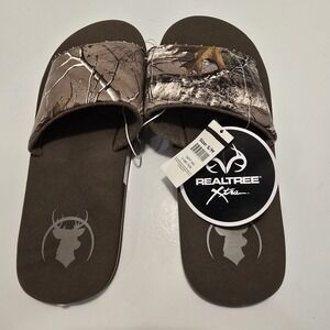 Real Tree Xtra Edge Slide Sandal Slip On S/M 9/10 Natural Camouflage Buck Head